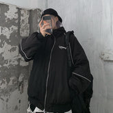 Quilted Lining Loose Black Aesthetic Windbreaker Jacket