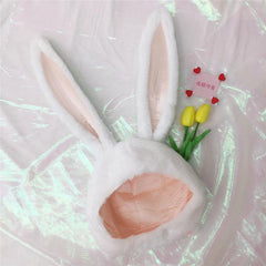 Rabbit Bunny Flexible Ears White Gray Pink Cute Hat