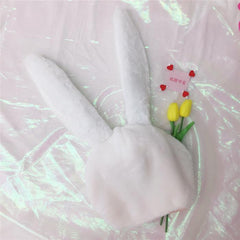 Rabbit Bunny Flexible Ears White Gray Pink Cute Hat