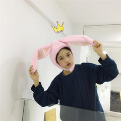 Rabbit Bunny Flexible Ears White Gray Pink Cute Hat