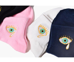 Rainbow Embroidery Cute Ankle Cotton Socks