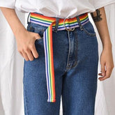 Rainbow Stripes Canvas Easy Belt