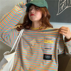 Rainbow Stripes Ulzzang Oversized Sweatshirt