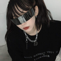 Gafas de sol rectangulares con diseño de máscara estética rave