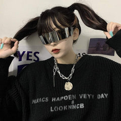 Gafas de sol rectangulares con diseño de máscara estética rave