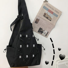Bolso bandolera grande negro con parches reflectantes Teen Trend