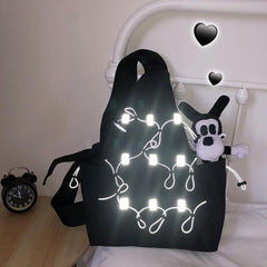 Bolso bandolera grande negro con parches reflectantes Teen Trend