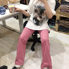 Retro Aesthetic Meme Cats Print Oversized T-Shirt