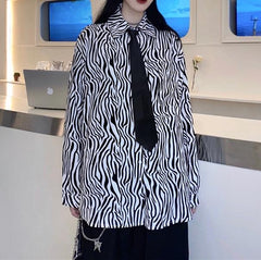 Retro Aesthetic Zebra Print Casual Loose Shirt