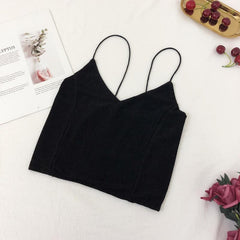 Top retro negro plateado azul con tirantes finos pequeños