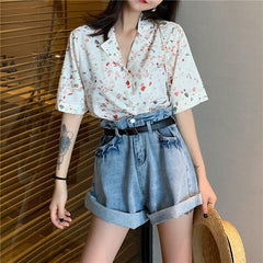 Retro Blue Denim High Waist Loose Shorts
