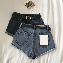 Retro Blue Summer High Waist Slim Denim Shorts