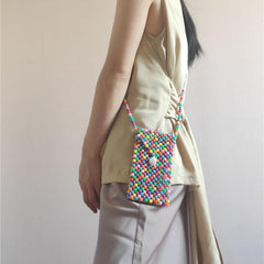 Retro Candy Color Rainbow Beads Purse Bead Bag