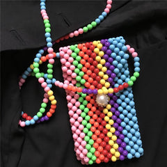 Retro Candy Color Rainbow Beads Purse Bead Bag