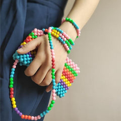Retro Candy Color Rainbow Beads Purse Bead Bag