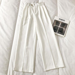 Retro Casual Suit Wide Straight Solid Colors Pants