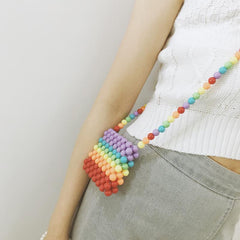 Retro Colorful Rainbow Beads Mini Purse Bag