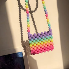 Retro Colorful Rainbow Beads Mini Purse Bag
