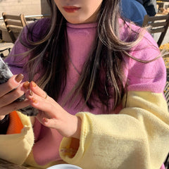 Suéter extragrande de punto con bloques de colores en contraste retro