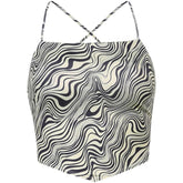 Retro Hippie Zebra Print Back Straps Crop Top