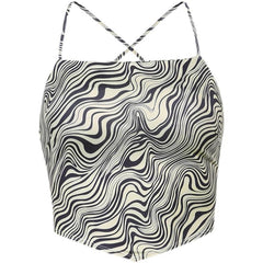 Retro Hippie Zebra Print Back Straps Crop Top