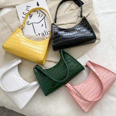 Bolso de hombro con estampado retro de piel de reptil