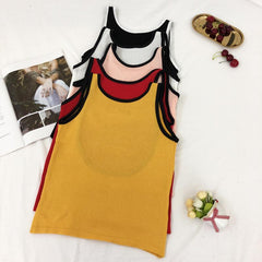 Retro Slim Knit Summer Colorful Open Back Sleeveless Top