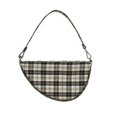 Retro Tartan Plaid Shoulder Saddle Bag
