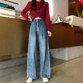 Retro Washed Blue Wide Tube Denim Pants