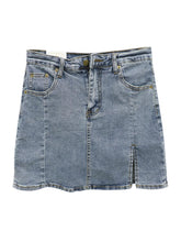 Retro Washed Blue Denim Hidden Shorts Mini Skirt