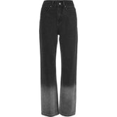 Retro Washed Gray Gradient Heart Cutout Pockets Pants