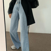 Retro Washed Light Blue High Waist Denim Loose Pants