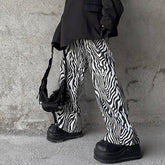 Retro Zebra Print Monochrome High Waist Loose Pants