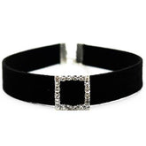 Rhinestones Ring Velvet Choker