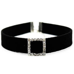 Rhinestones Ring Velvet Choker