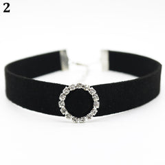 Rhinestones Ring Velvet Choker