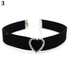 Rhinestones Ring Velvet Choker