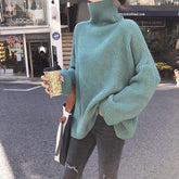 Ribbed Knit High Neck Loose Sweater