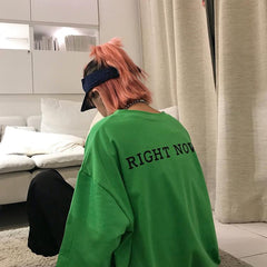 Sudadera estética oversize con estampado Right Now