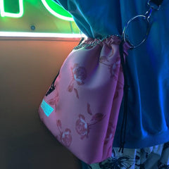 Rose Print Chain Goth Aesthetic Red Pouch Bag