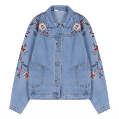 Roses Cute Embroidery Denim Jacket