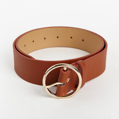 Cinturón vintage de cuero negro con hebilla redonda