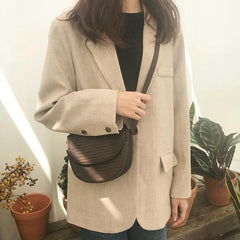 Saddle Black Brown Leather Pu Retro Shoulder Bag