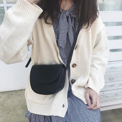 Saddle Black Brown Leather Pu Retro Shoulder Bag