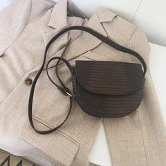 Saddle Black Brown Leather Pu Retro Shoulder Bag