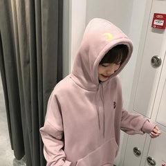 Sailor Moon Cat Embroideries Hooded Loose Sweatshirt