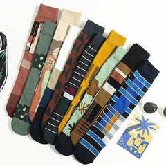 Sale Art Hoe Geometric Patterns Cotton High Socks