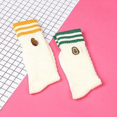 Sale Avocado Embroidery Striped Socks