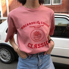 Sale Cute Classic Recipe Print Summer Cotton T-Shirt