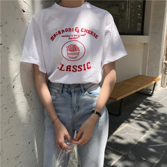 Sale Cute Classic Recipe Print Summer Cotton T-Shirt